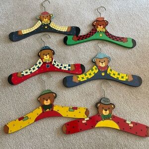 Vintage kids wooden painted hangers